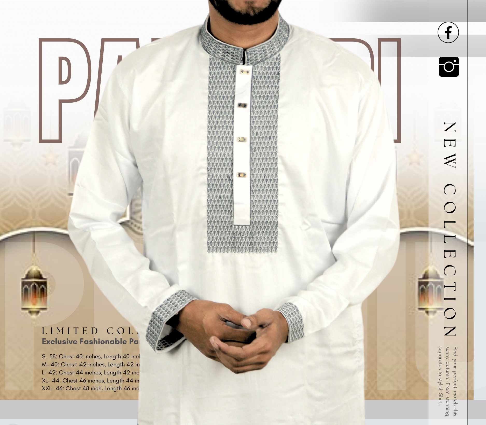 Panjabi white-SKU-101